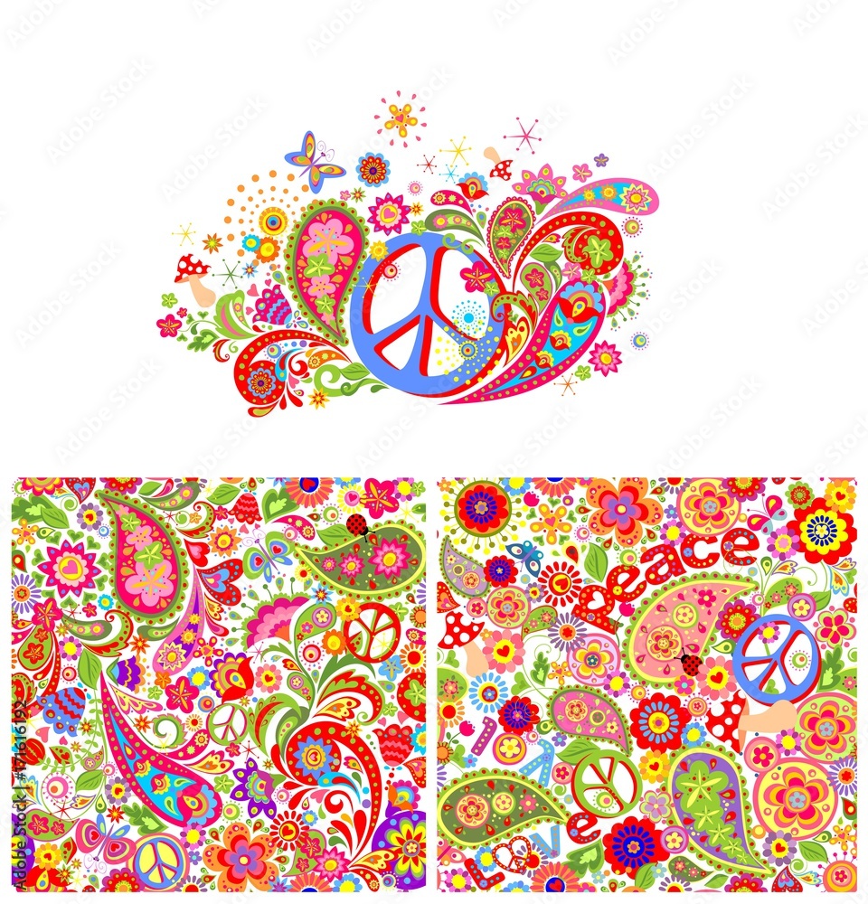 Hippie Symbol Two Fingers As a Sign of Victory on the Psychedelic Background  Stock Vector - Illustration of gesture, abstract: 247270368, image size:960x1000