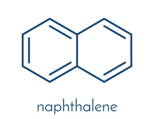 Sticker - Naphthalene aromatic hydrocarbon molecule. Used as mothball ingredient. Skeletal formula.