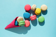 Ice Cream Cone And Macaroons
