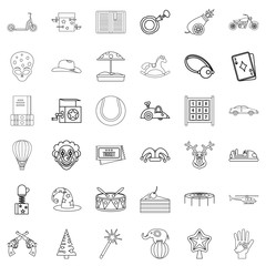 Sticker - Balloon icons set, outline style