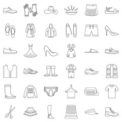 Wall Mural - Shoe icons set, outline style