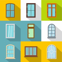 Poster - Modern window icons set, flat style
