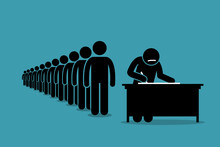 People In Line And Queue Signing For Petition With Signatures. Vector Artwork Depicts Protest, Voting, Registration, And Declaration.