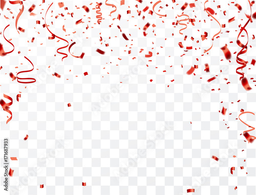 Fotomural Celebration background frame template with confetti and red ribbons