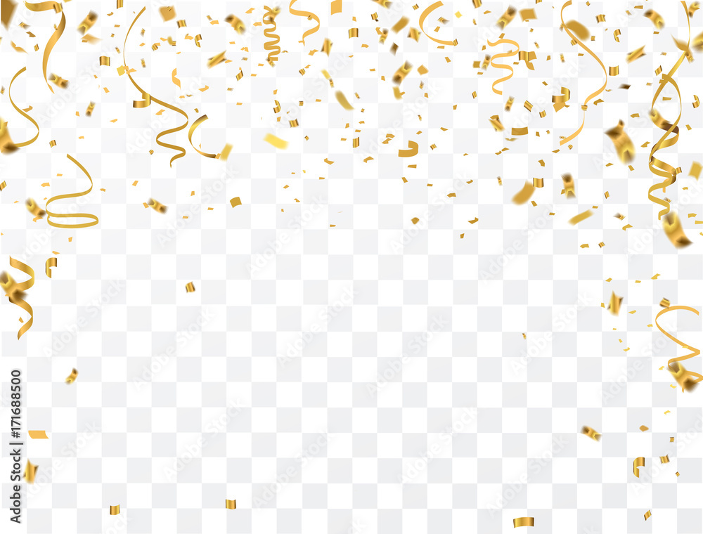 Gold confetti celebration - obrazy, fototapety, plakaty 