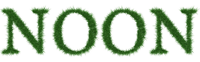 Fototapete - Noon - 3D rendering fresh Grass letters isolated on whhite background.