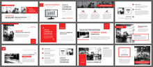 Red And White Element For Slide Infographic On Background. Presentation Template. Use For Business Annual Report, Flyer, Corporate Marketing, Leaflet, Advertising, Brochure, Modern Style.