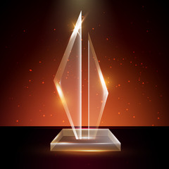 Poster - Blank Transparent Vector Acrylic Glass Trophy Award template in Glowing Background