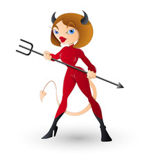 Wall Mural - Cute Female Devil Lady Vector