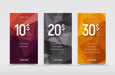 Poster - emplate of vector price tables for a web site.