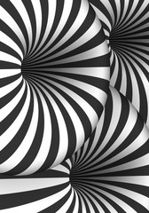 Wall Mural - Illustration of Vector Optical Illusion. Spiral Tunnel Hole Effect. Striped 3D Motion Lines