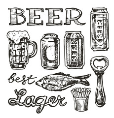 October fest. Vector  beer glasses and mugs in hand drawn style. Drink beer. Vector illustration.