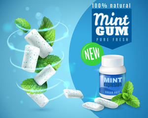 Sticker - Realistic Mint Gum Poster