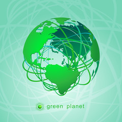 Poster - Green Planet. Global concern for ecology. Modern vector design.
