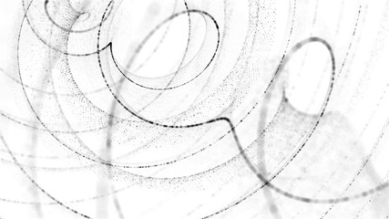 Poster - 3d rendering spiral particle background. Twist shape made of small random particle dots. High details.