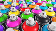 Set of color paint cans
