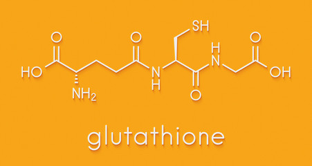 Sticker - Glutathione (reduced glutathione, GSH) endogenous antioxidant molecule. Skeletal formula.