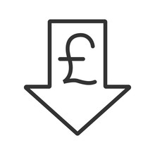 Pound Rate Falling Linear Icon