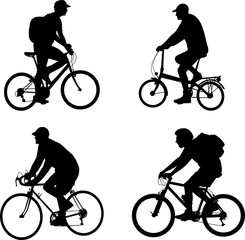 Poster - bicyclists silhouettes set - vector