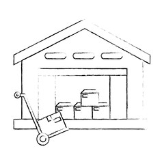 Sticker - warehouse building isolated icon