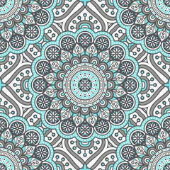 Wall Mural - Ethnic floral seamless pattern with mandalas