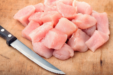 Raw chicken fillet chunks