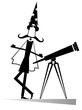 © bigmen - Cartoon stargazer with telescope isolated. Funny astronomer with telescope