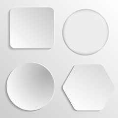 Poster - Vector white blank button set. Round square rounded buttons