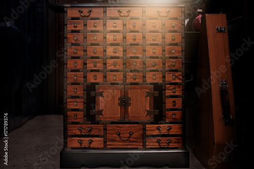 Wooden Cabinet View Of Old Wooden Medicine Cabinet On Dark