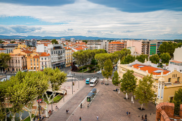 Sticker - Vue sur la ville Perpignan depuis le haut du Castillet