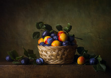 Still Life With Nectarines And Plums