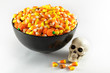 Candy Corn In A Bowl With A Skull