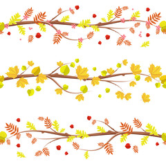 autumn collection of floral seamless borders with for your desig