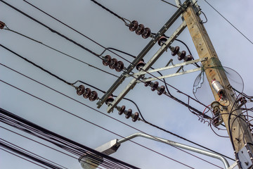 wired line with high voltage power.