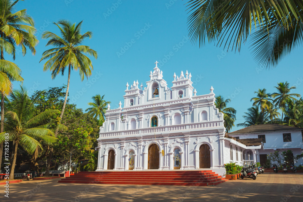 Church of Our Lady of Mount Carmel, Arambol, Goa - obrazy, fototapety, plakaty 