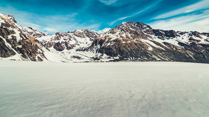 Wall Mural - Winter landscape of snow mountain background.