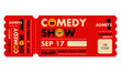Stand Up Comedy Show Entry Ticket. Modern elegant design template of Event Ticket. 