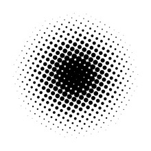 Circle Gradient Halftone Dots Background. Pop Art Template, Texture. Vector Illustration.