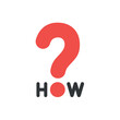 Flat design style vector concept of how text with question mark icon on white