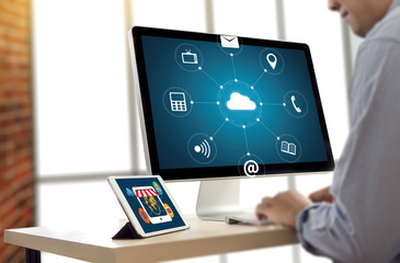 Poster -  Cloud Computing diagram Network Data Storage Technology Service