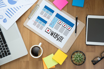 Poster - Website designer working layout sketch drawing Software Media WWW and Graphic Layout Website development project
