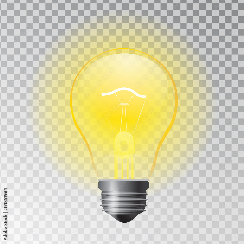 Vector illustration of light bulb as idea symbol. Business creative idea  concept. Transparent shining lamp Stock Vector | Adobe Stock, image size:1000x1000