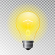 Vector illustration of light bulb as idea symbol. Business creative idea concept. Transparent shining lamp