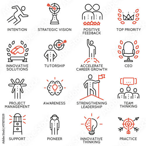 Fotografía Vector set icons related to career progress, corporate management, business people training and professional consulting service