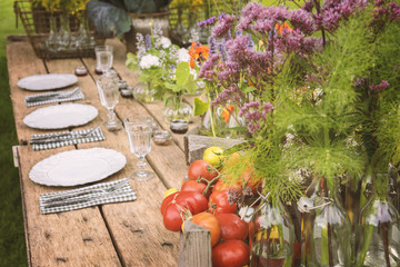 Garden dinner setup