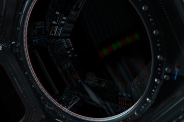Wall Mural - space station window 3d rendering