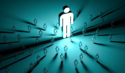 Aufkleber - Leader illuminating a group of people 3D rendering