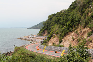 Beautiful sea side road of Chantaburi, Thailand.