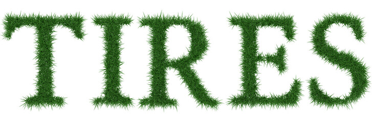 Fototapete - Tires - 3D rendering fresh Grass letters isolated on whhite background.