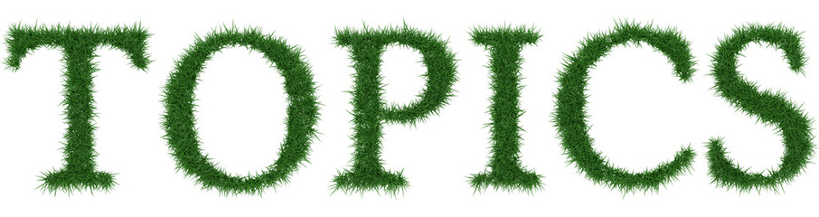 Fototapete - Topics - 3D rendering fresh Grass letters isolated on whhite background.